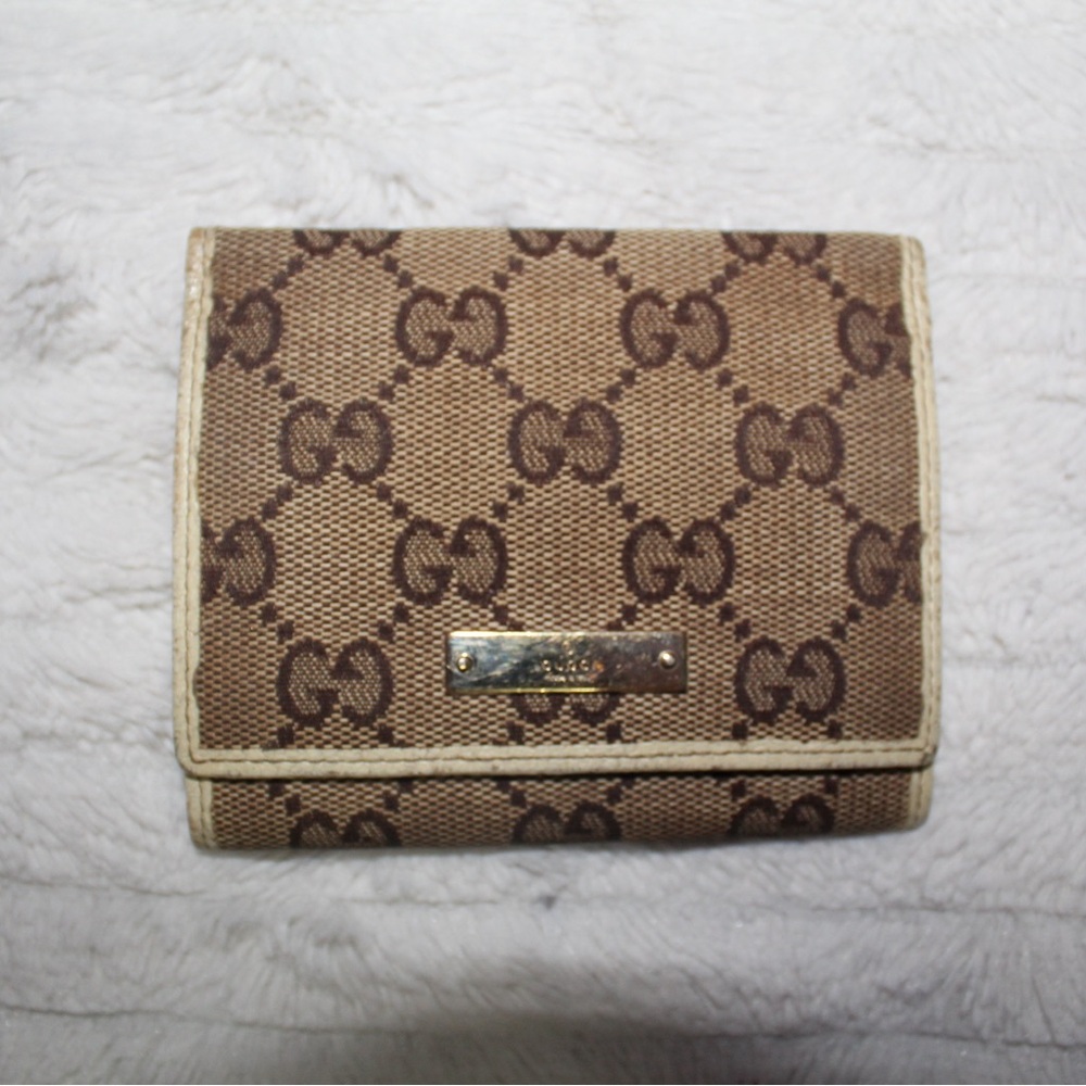Gucci Beige and Brown GG Canvas Wallet